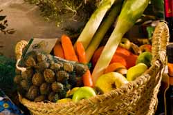 Cesta de verduras y frutas ecológicas